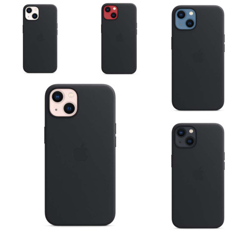 Чехол Leather Case with MagSafe на iPhone 13 Midnight